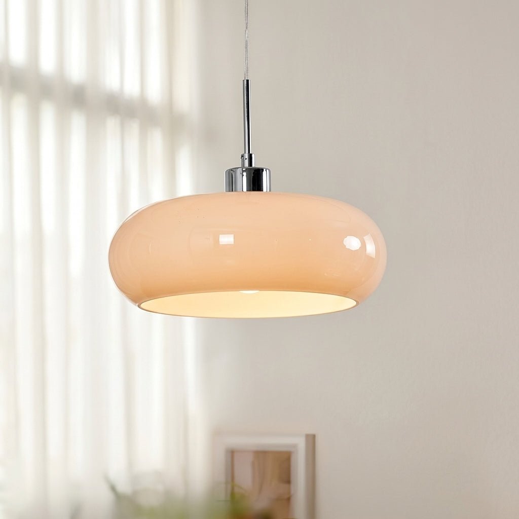 Bauhaus Pendelleuchte mit Rundem Kuppelschirm - Pendelleuchte - Weiß - Voldeva
