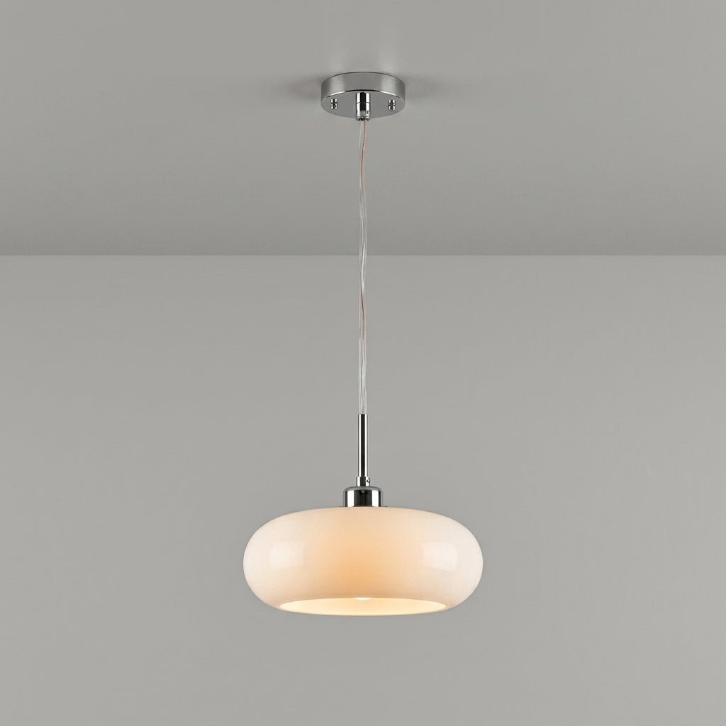 Bauhaus Pendelleuchte mit Rundem Kuppelschirm - Pendelleuchte - Weiß - Voldeva