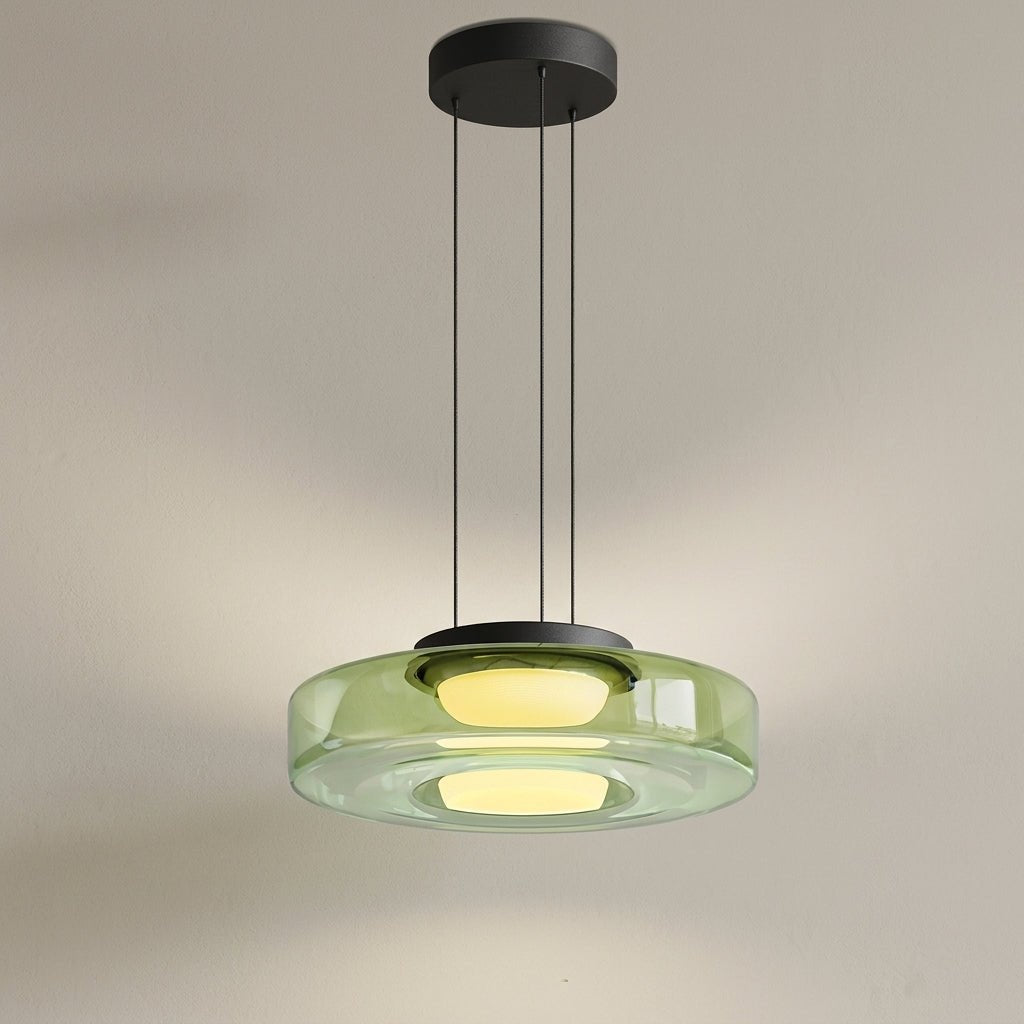 Bauhaus Pendelleuchte mit Transluzentem Rundschirm - Pendelleuchte - Grün - Voldeva
