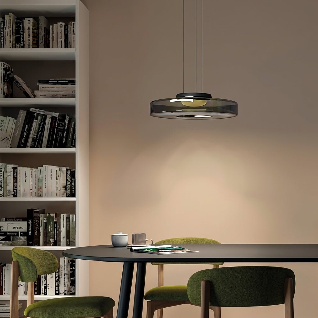 Bauhaus Pendelleuchte mit Transluzentem Rundschirm - Pendelleuchte - Grau - Voldeva