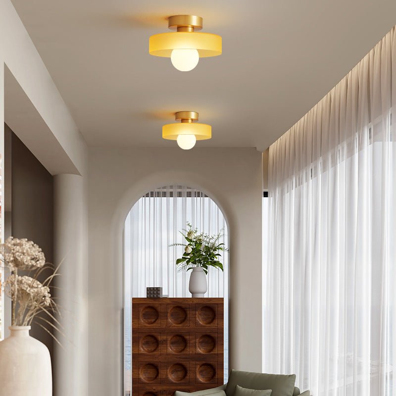 Bauhaus Runde Glas Deckenleuchte Modernes Design - Deckenleuchte - Gold/Orange - Voldeva