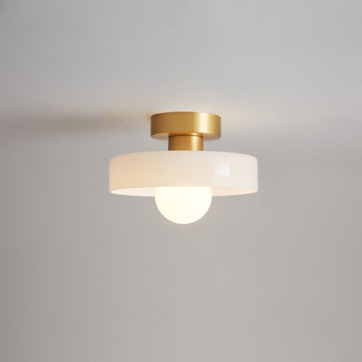 Bauhaus Runde Glas Deckenleuchte Modernes Design - Deckenleuchte - Gold/Weiß - Voldeva