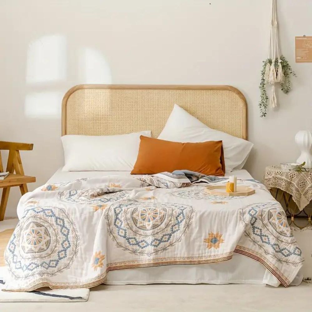 Baumwolldecke Mit Mandala - Muster Im Boho - Stil - Decke - 150x200 cm - Voldeva