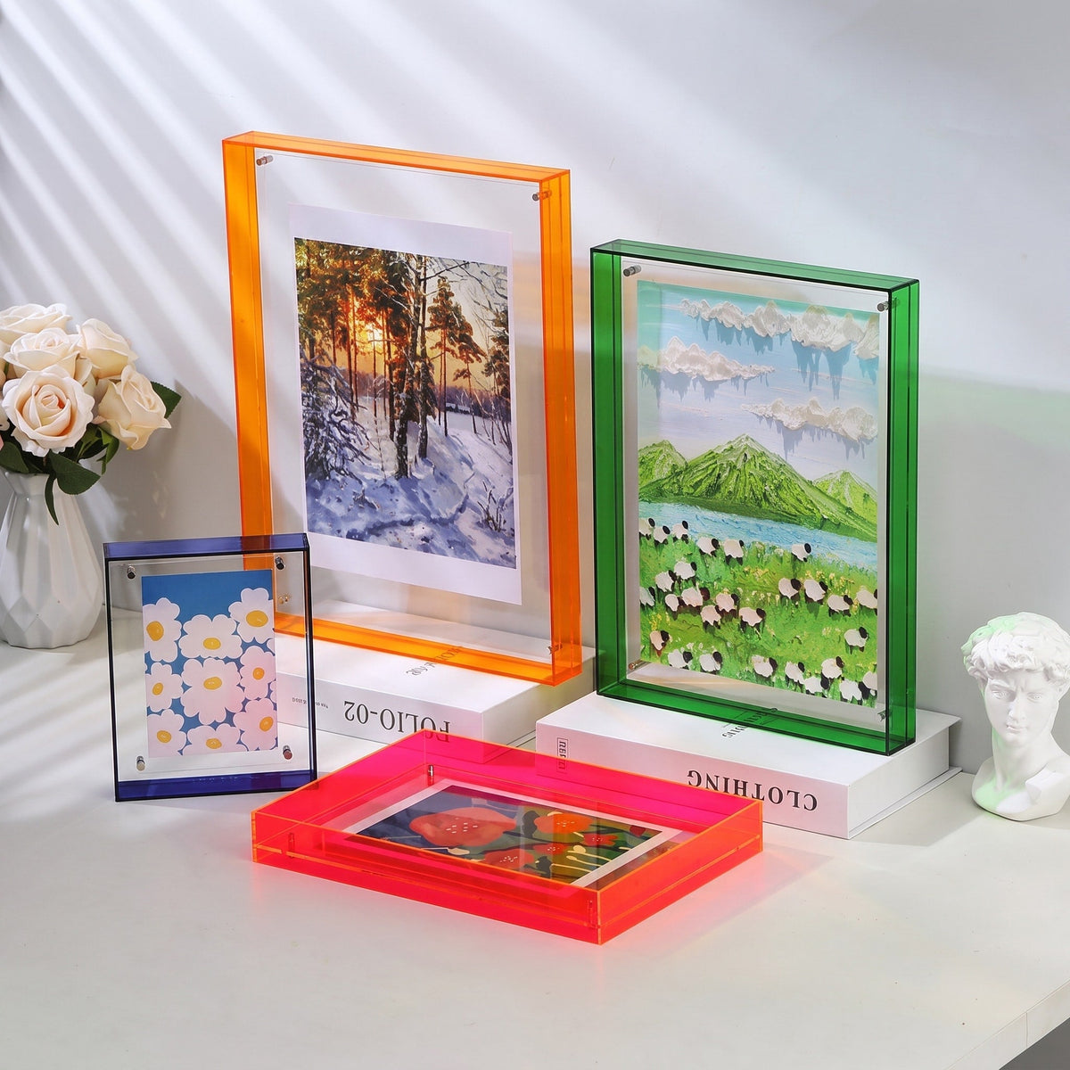 Bilderrahmen mit farbiger Acrylkante im Blockdesign - Picture Frames - Hellgrün - Voldeva