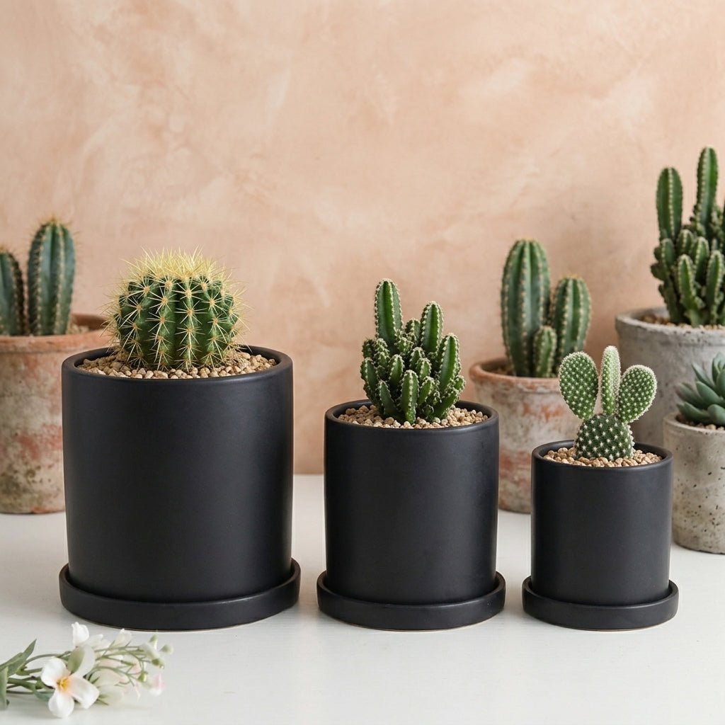 Blumentopf Zylindrisch Modern - Töpfe - Schwarz - Voldeva