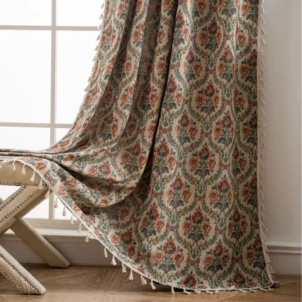 Blumenvorhang im Vintage - Stil für eine klassische Raumatmosphäre - Vorhänge - Fleur Beige - Voldeva