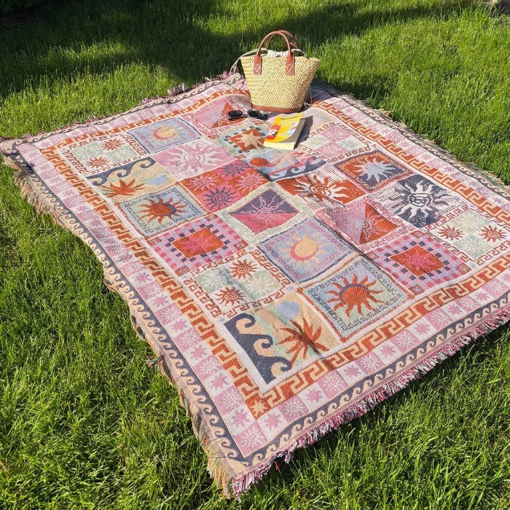 Boho Patchwork Fransenwurf Vintage-Decke - Decke - Voldeva
