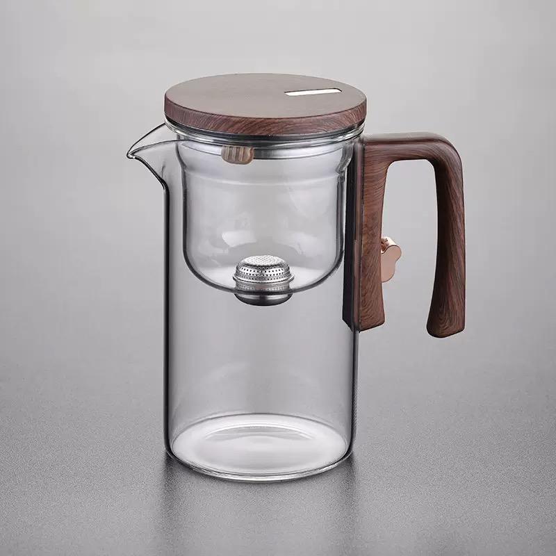 Borosilikat - Teekanne mit Edelstahl - Infuser und Griff aus Naturholz für Teegenuss - 550 ml - Voldeva
