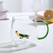 Borosilikatglas - Tasse mit 3D - Tiermotiv für Kaffee und Tee - Becher - Schildkröte - Voldeva