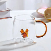 Borosilikatglas - Tasse mit 3D - Tiermotiv für Kaffee und Tee - Becher - Eichhörnchen - Voldeva