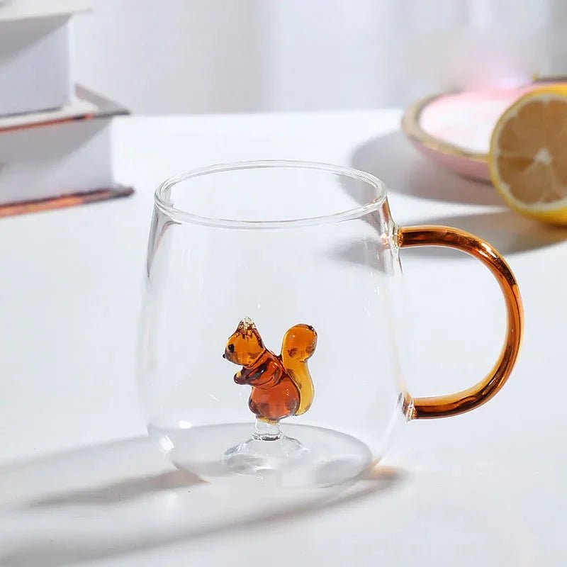 Borosilikatglas - Tasse mit 3D - Tiermotiv für Kaffee und Tee - Becher - Eichhörnchen - Voldeva