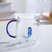 Borosilikatglas - Tasse mit 3D - Tiermotiv für Kaffee und Tee - Becher - Fisch - Voldeva