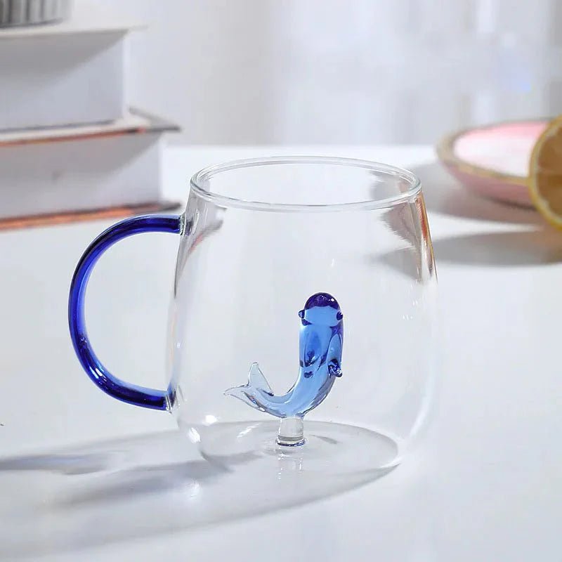 Borosilikatglas - Tasse mit 3D - Tiermotiv für Kaffee und Tee - Becher - Fisch - Voldeva