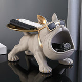 Bulldogge Figur mit Tablett und Stauraum
