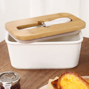 Butterdose mit Holzdeckel und Messer - Butterdose - Voldeva