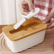 Butterdose mit Holzdeckel und Messer - Butterdose - Voldeva