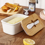 Butterdose mit Holzdeckel und Messer - Butterdose - Voldeva