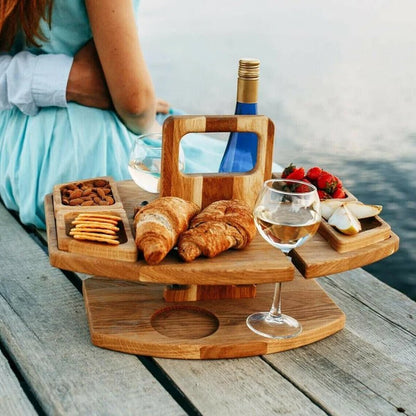 Caddy – Klappbarer Wein - & Aperitiftisch für Outdoor - Picknicktisch - Voldeva