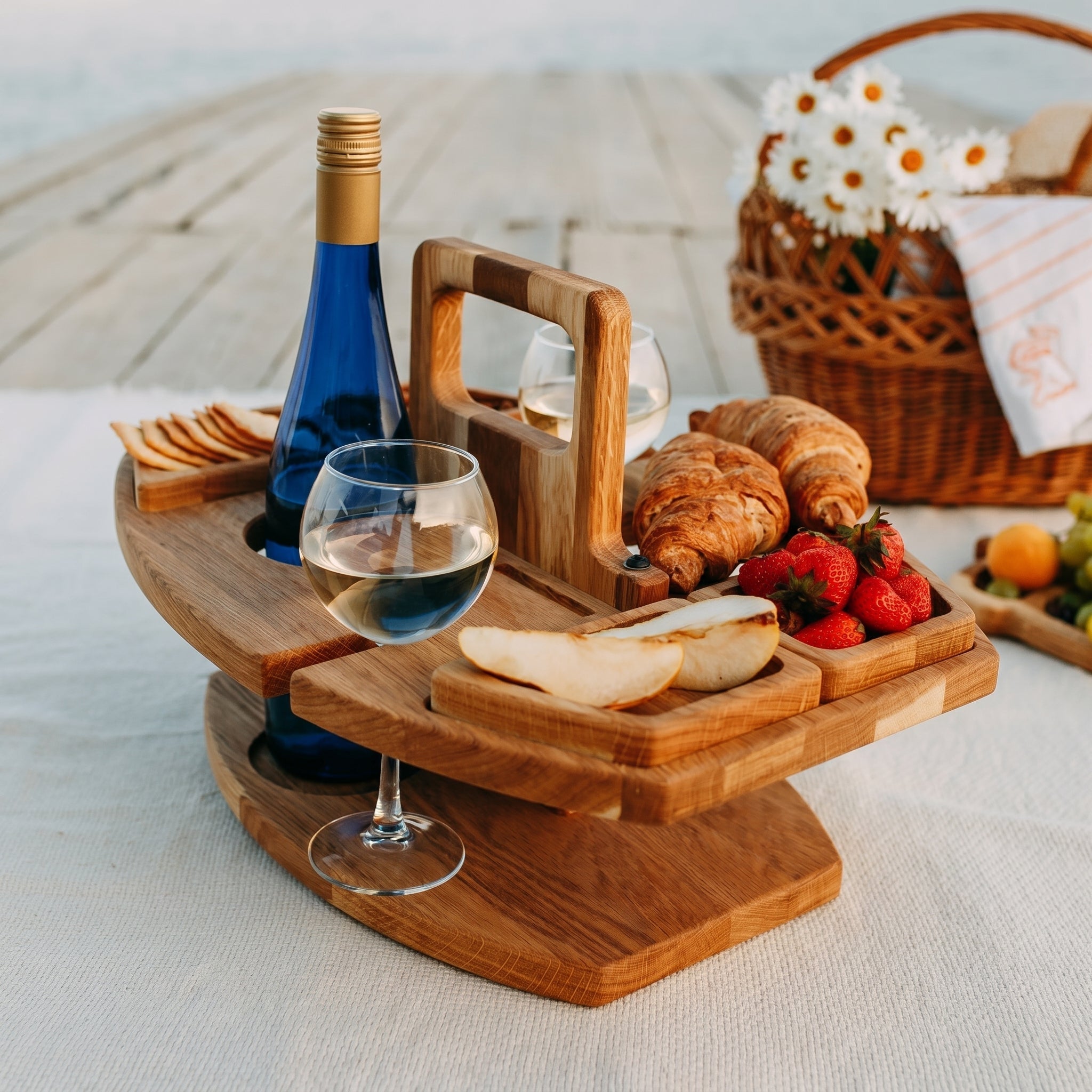 Caddy – Wein - & Aperitiftisch für Outdoor - Picknicktisch - Voldeva