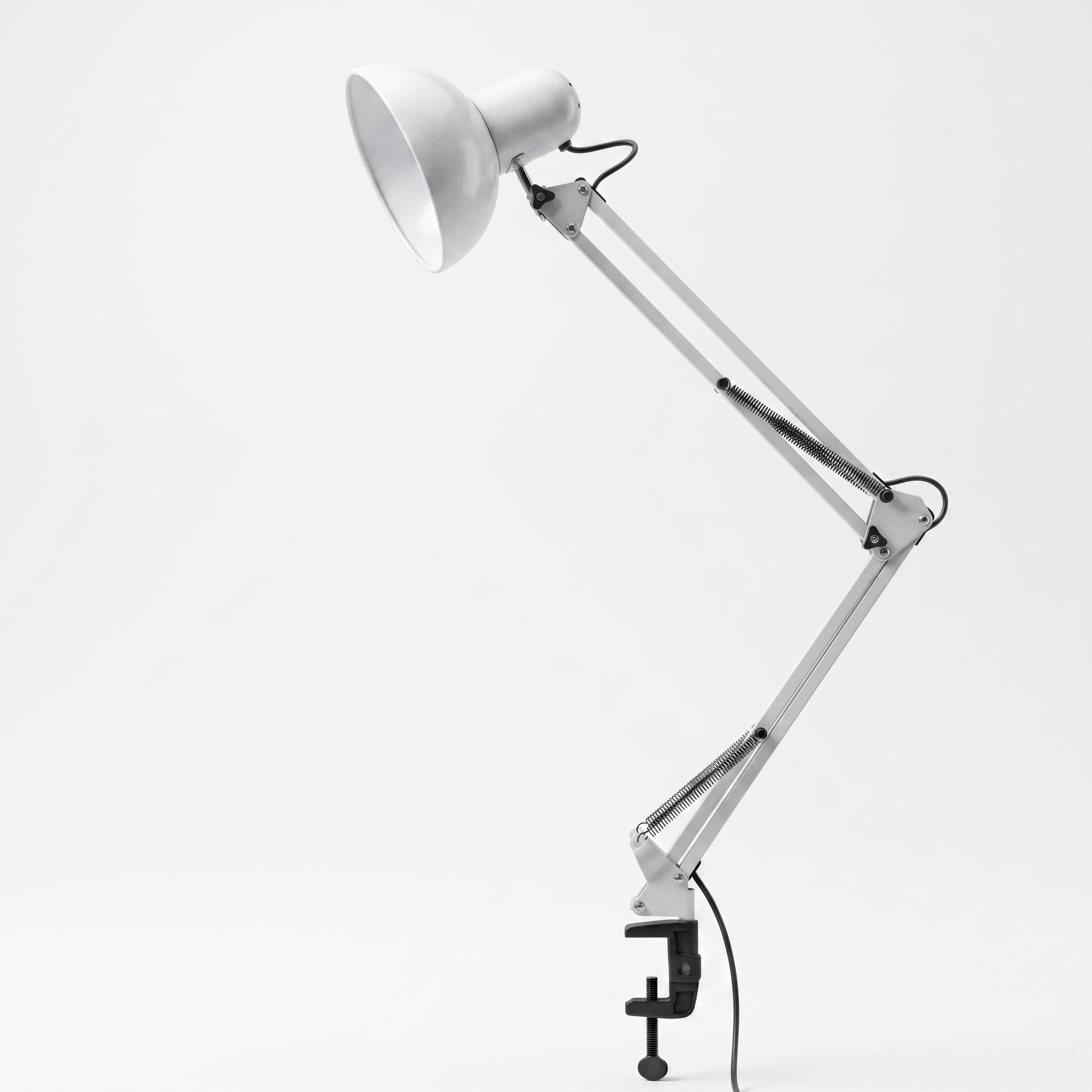 Klemmleuchte mit verstellbarem Schwenkarm und Metallgehäuse