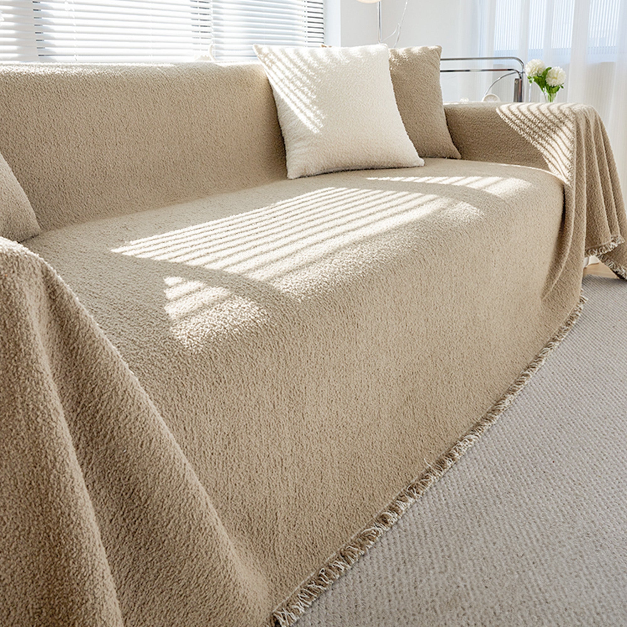Couchüberwurf Mit Weichem Strukturiertem Design - Wohnzimmer - Beige - Voldeva