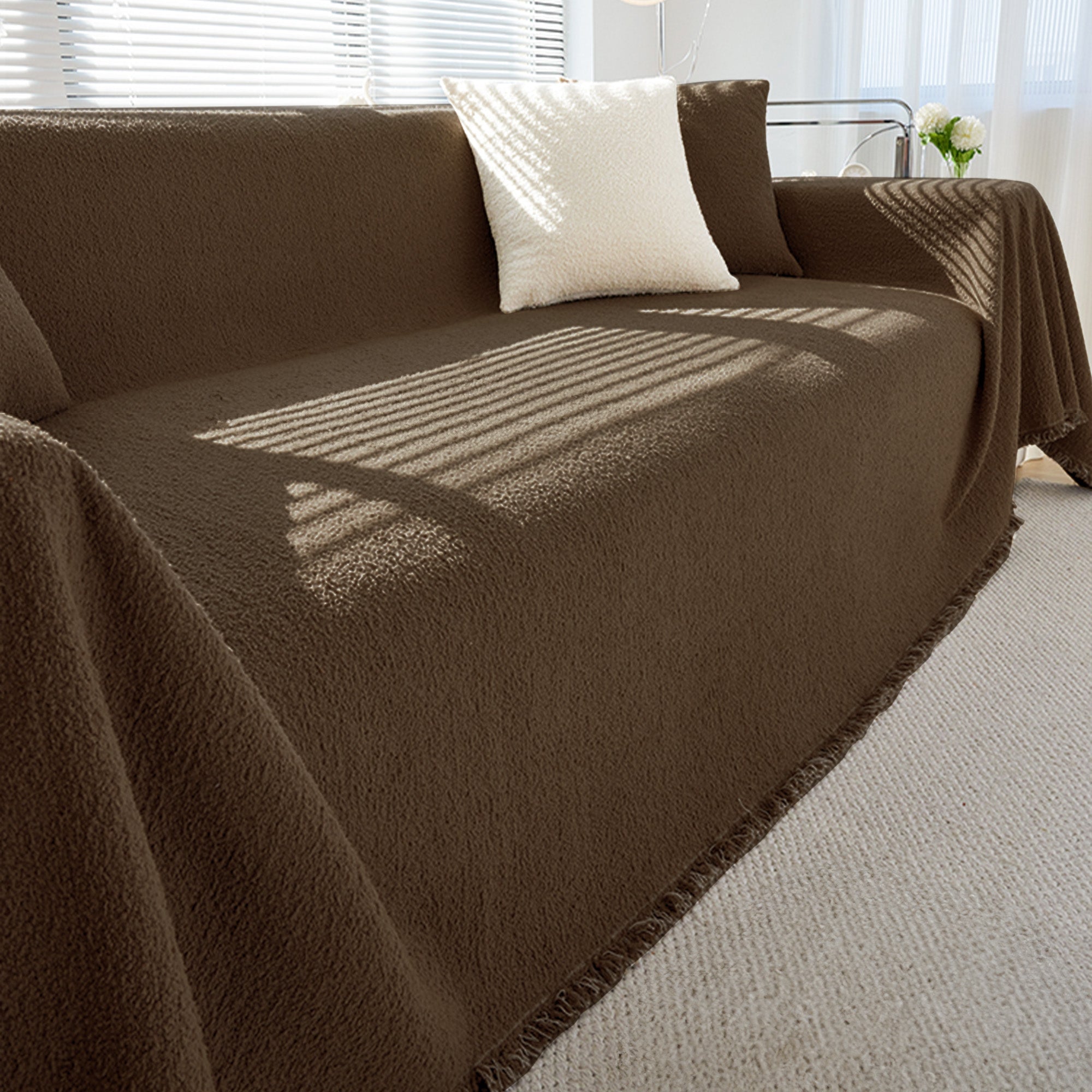 Couchüberwurf Mit Weichem Strukturiertem Design - Wohnzimmer - Braun - Voldeva