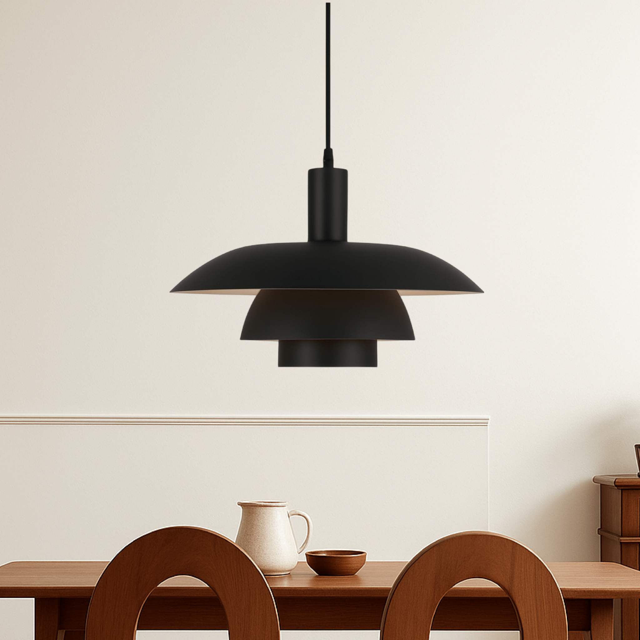 Dänische Stil LED Hängeleuchte Modernes Design - Deckenleuchte - Schwarz - Voldeva