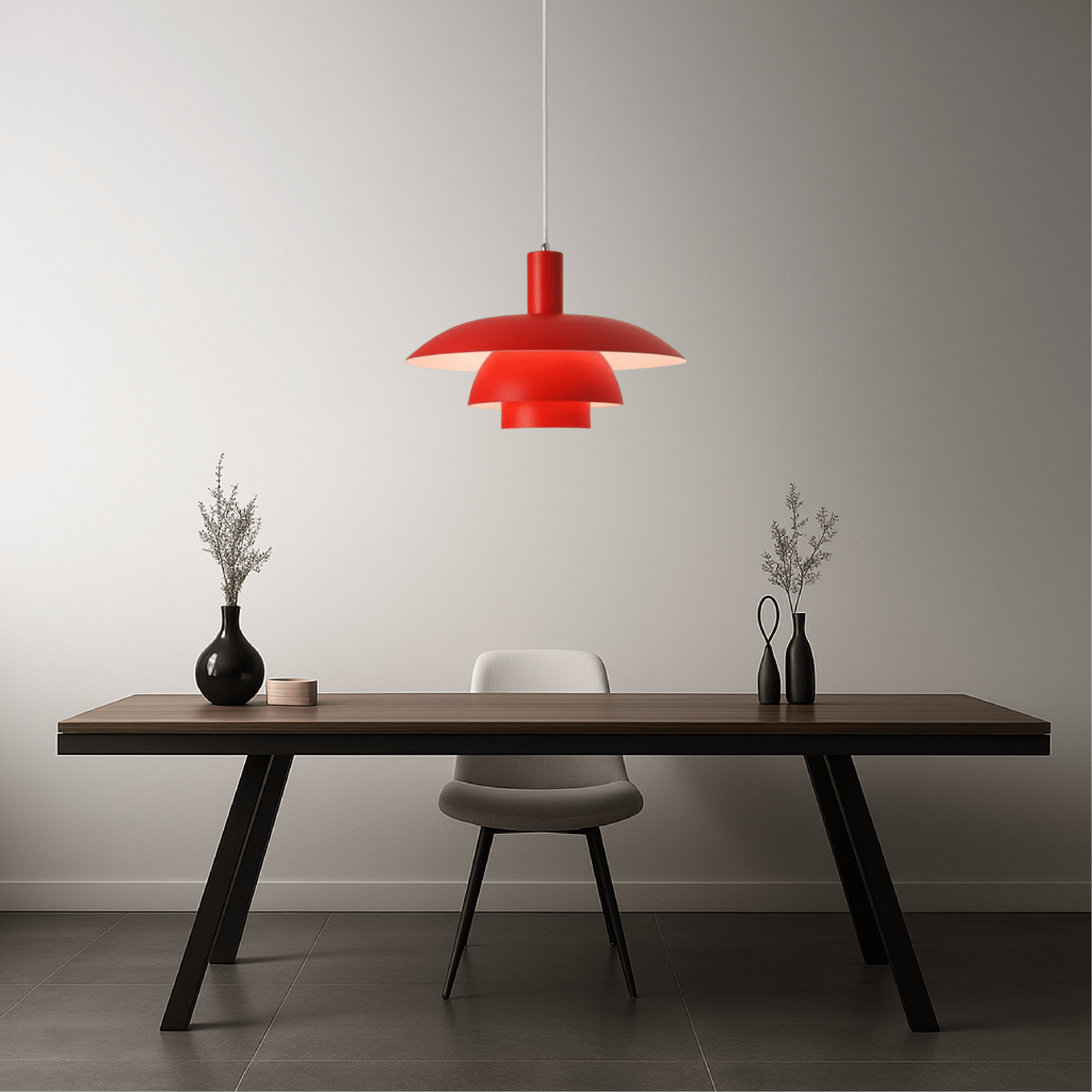 Dänische Stil LED Hängeleuchte Modernes Design - Deckenleuchte - Rot - Voldeva