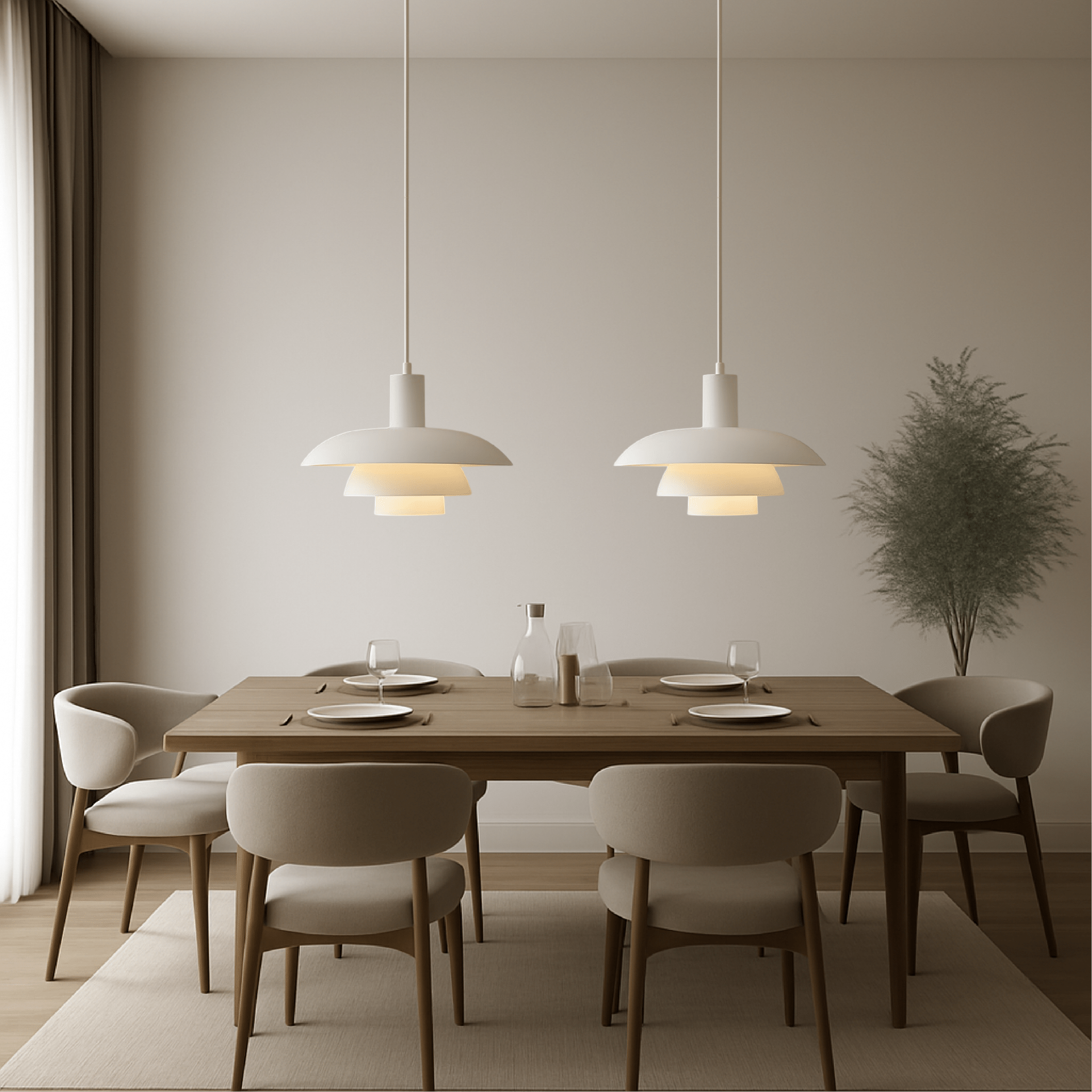 Dänische Stil LED Hängeleuchte Modernes Design - Deckenleuchte - Weiß - Voldeva