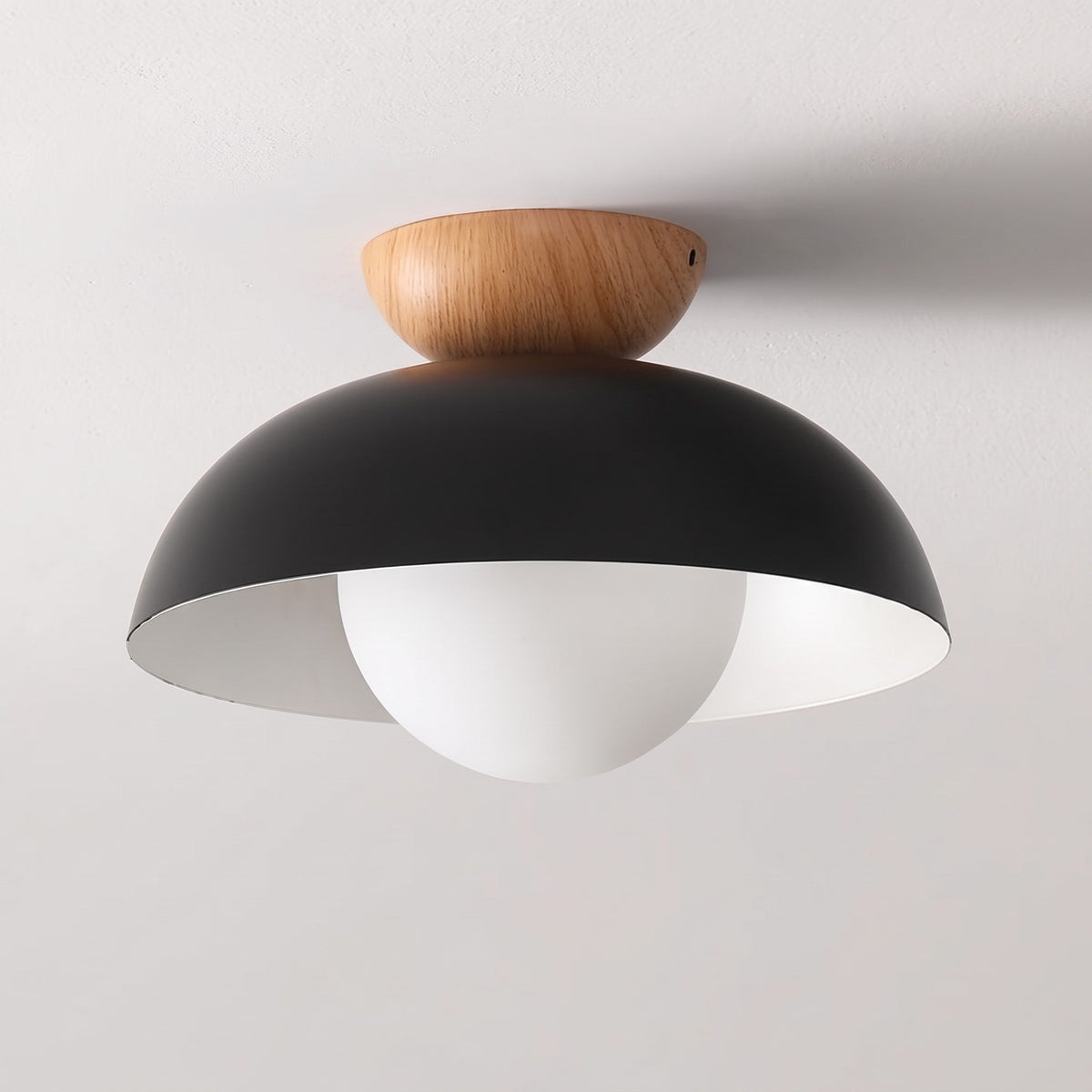 Deckenleuchte Halbrund Holz Metall Minimalistisches Design - Ceiling Light Fixtures - Schwarz - Voldeva