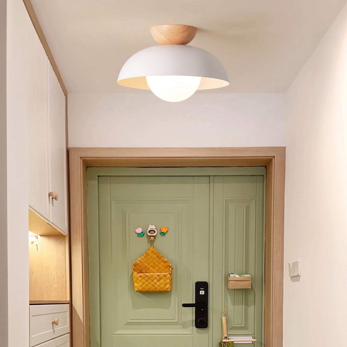 Deckenleuchte Halbrund Holz Metall Minimalistisches Design - Ceiling Light Fixtures - Weiß - Voldeva