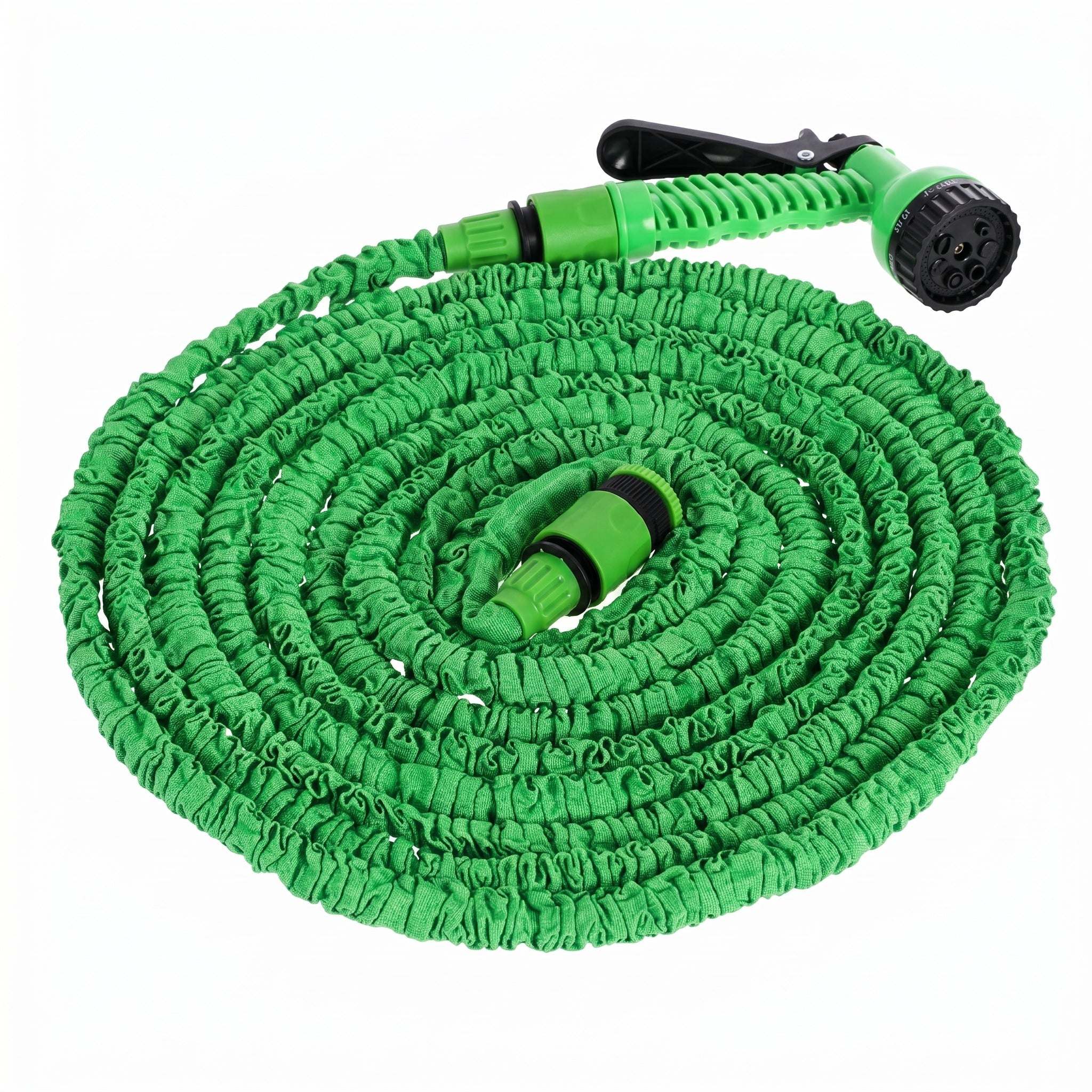 Dehnbarer Gartenschlauch mit Mehrfunktions - Sprühpistole - Ausziehbarer Gartenschlauch - Grün - Voldeva