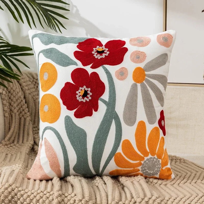 Dekokissen Bezug mit Blumen - Stickerei für das Zuhause - Kissenbezüge - 6 - Voldeva