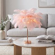 Dekorative Feder Tischleuchte für Schlafzimmer und Wohnzimmer - Tischlampen - Rosa - Voldeva