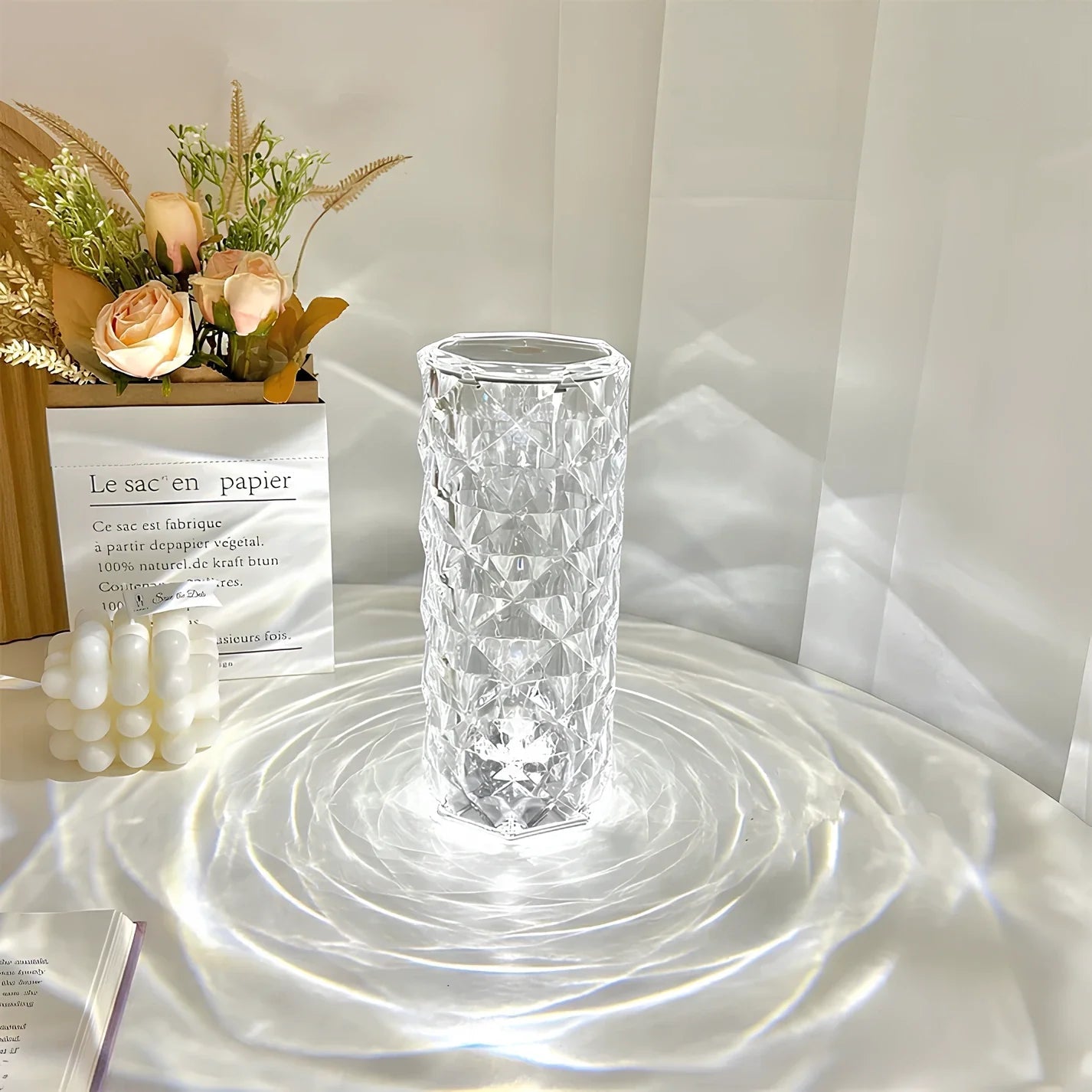 Dekorative Kristall Rose Diamant LED Tischleuchte - Tischlampe - Voldeva
