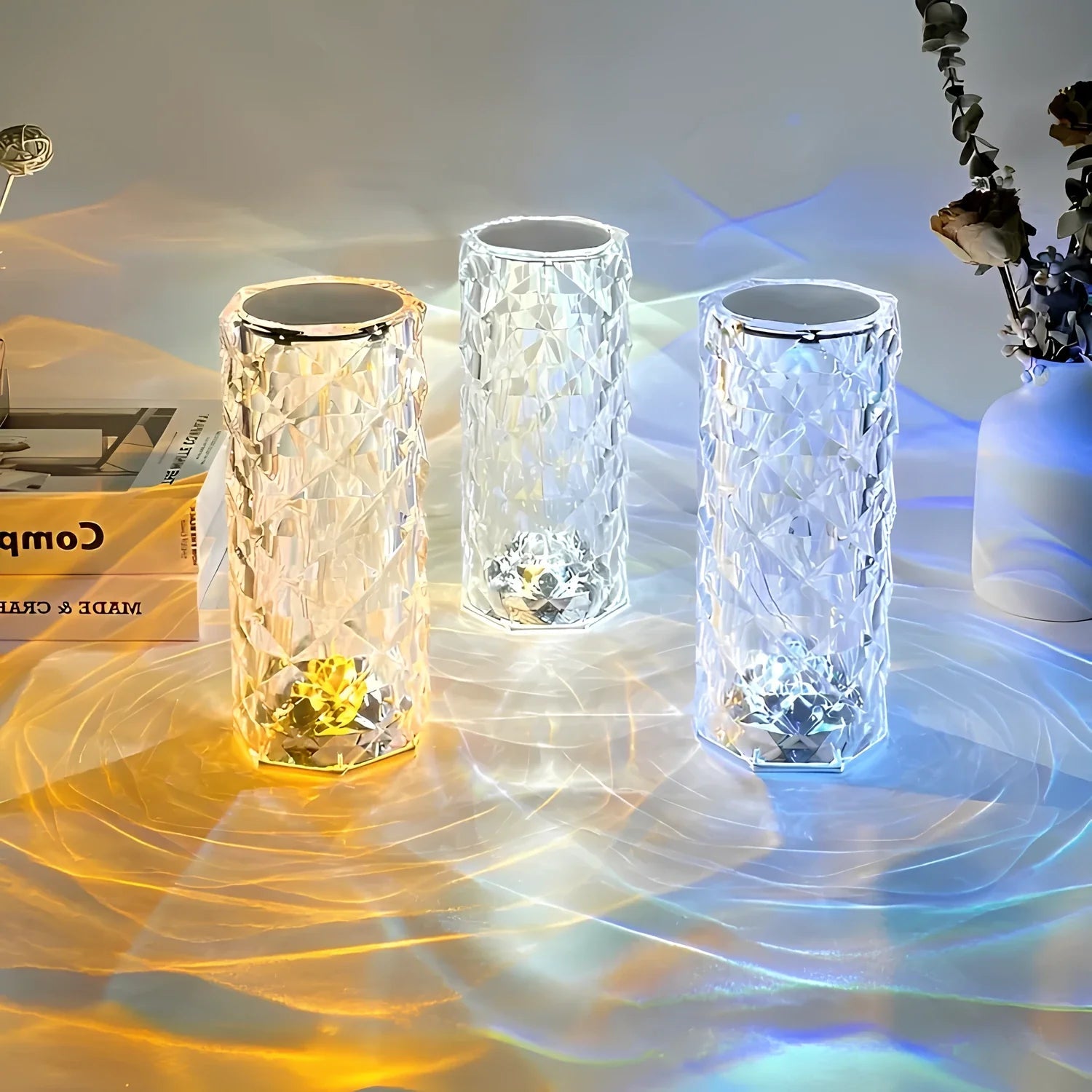 Dekorative Kristall Rose Diamant LED Tischleuchte - Tischlampe - Voldeva