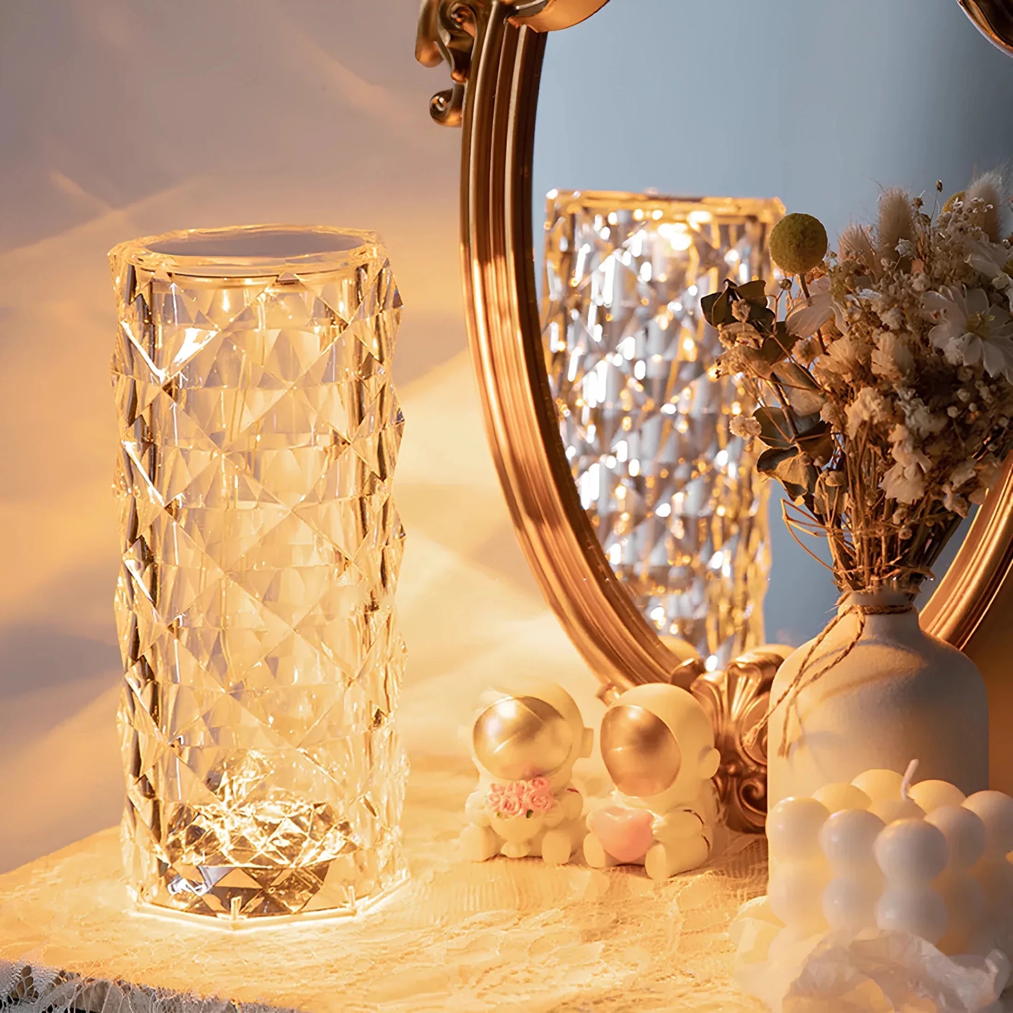 Dekorative Kristall Rose Diamant LED Tischleuchte - Tischlampe - Voldeva