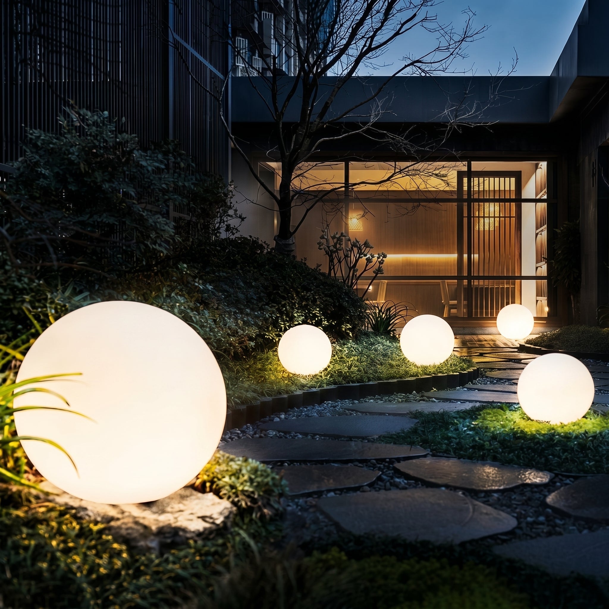 Dekorative LED - Kugel - Leuchte für drinnen und draußen - Gartenbeleuchtung - 12x12x12 cm - Voldeva