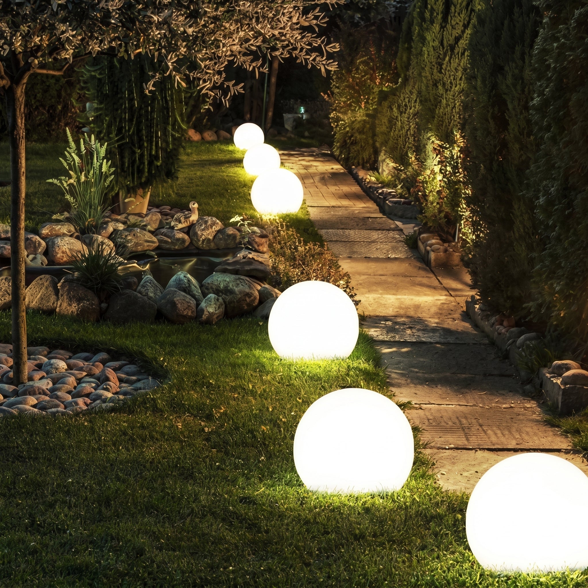 Dekorative LED - Kugel - Leuchte für drinnen und draußen - Gartenbeleuchtung - 12x12x12 cm - Voldeva