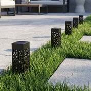 Dekorative Solar Gartenlaterne Mosaik - Hohlmuster - Gartenbeleuchtung - Weiß - Voldeva