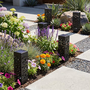Dekorative Solar Gartenlaterne Mosaik - Hohlmuster - Gartenbeleuchtung - Weiß - Voldeva