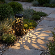 Dekorative Solar Gartenlaterne Mosaik - Hohlmuster - Gartenbeleuchtung - Warmweiß - Voldeva
