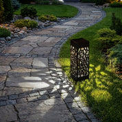 Dekorative Solar Gartenlaterne Mosaik - Hohlmuster - Gartenbeleuchtung - Weiß - Voldeva