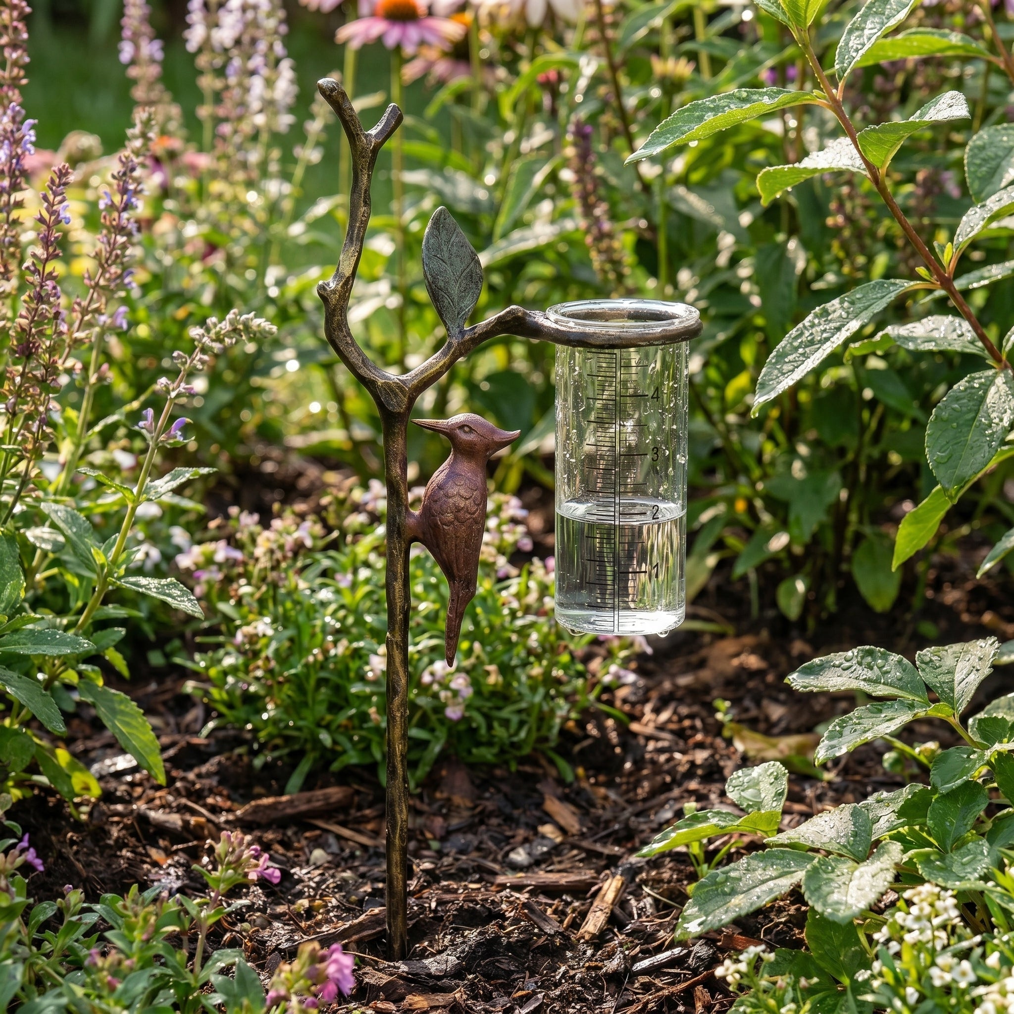 Dekorativer Garten - Specht Regenmesser - Pfahl - Regenmesser - Voldeva