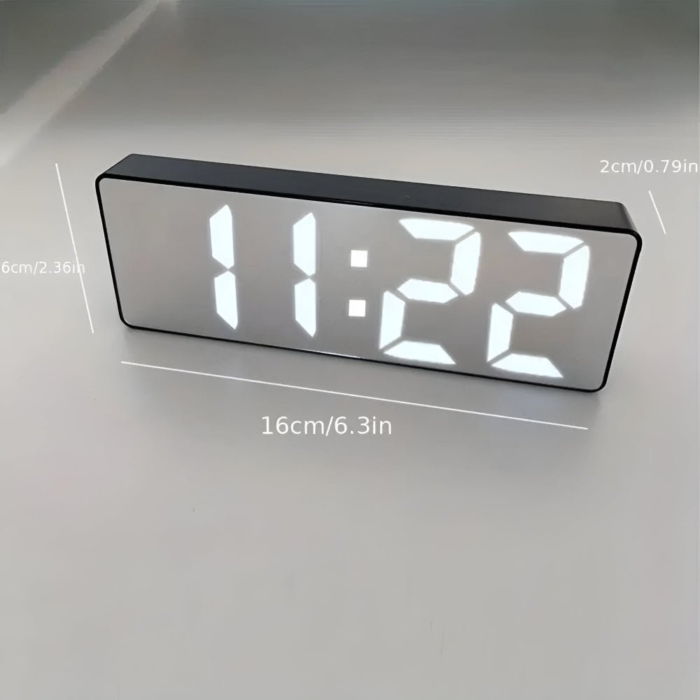 Digitaler Wecker Mit LED Spiegelanzeige - Wecker - Glänzend Schwarz - Voldeva