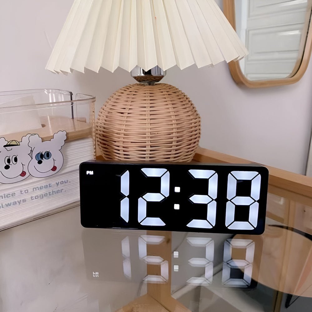 Digitaler Wecker Mit LED Spiegelanzeige - Wecker - Mitternachts Schwarz - Voldeva