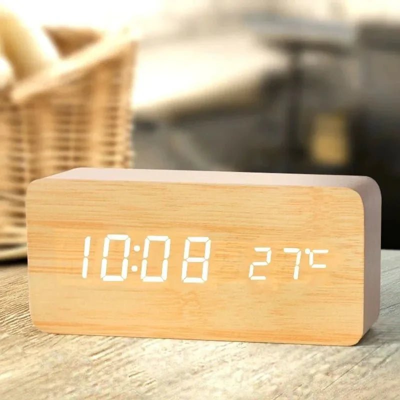Digitaler Wecker mit Temperaturanzeige - Wecker - Hellbraun - Voldeva