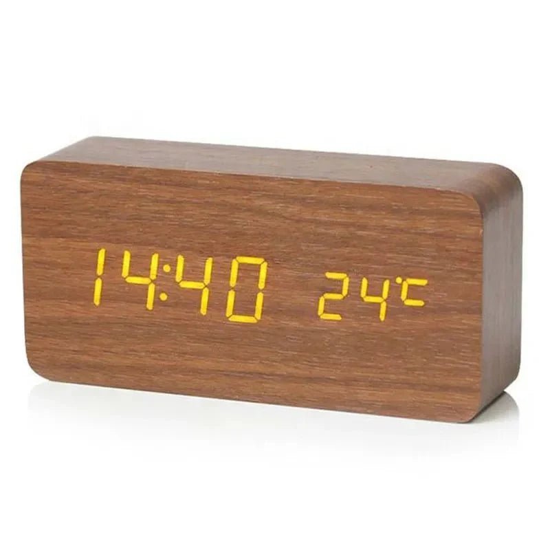 Digitaler Wecker mit Temperaturanzeige - Wecker - Braun - Voldeva