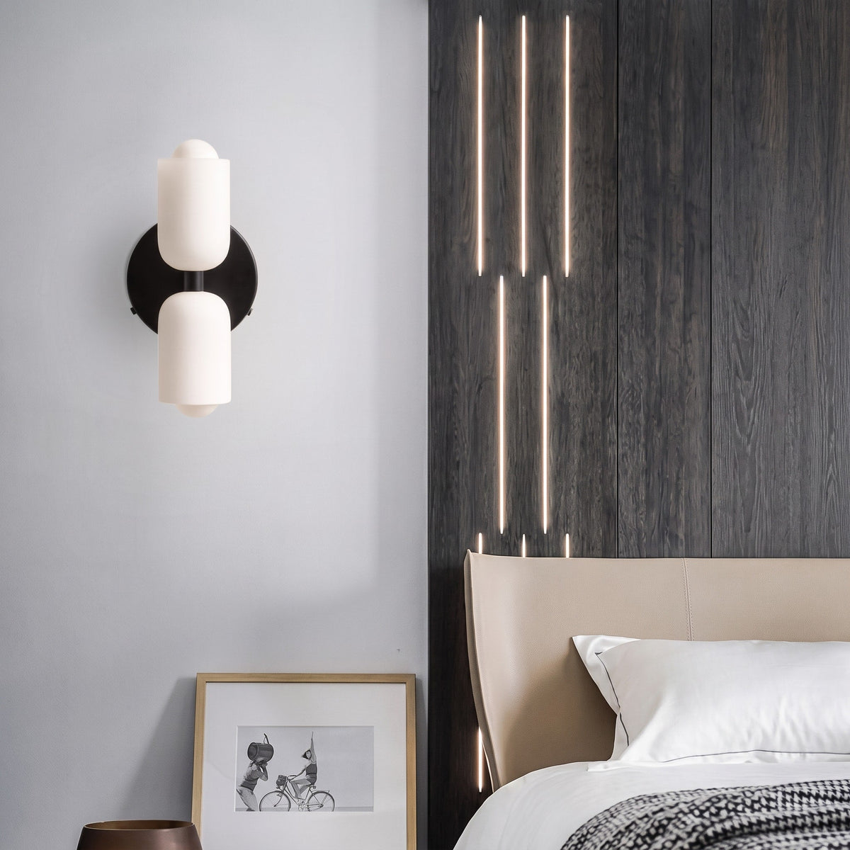 Doppelkopf Wandleuchte mit Glaszylindern im Messing-Design - Wall Light Fixtures - Schwarz - Voldeva