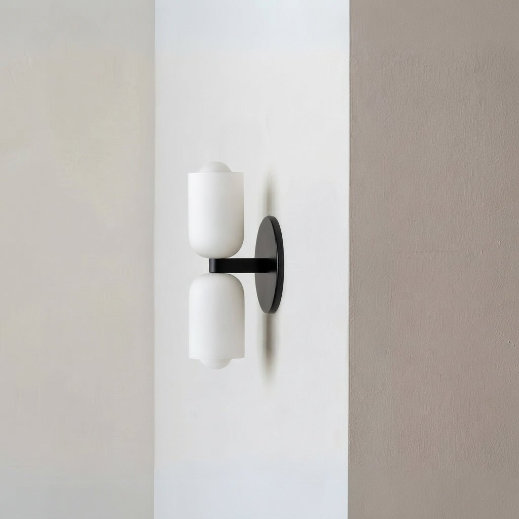Doppelkopf Wandleuchte mit Glaszylindern im Messing-Design - Wall Light Fixtures - Schwarz - Voldeva